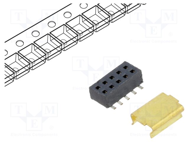 Connector: pin strips; female; PIN: 20; 1.27mm; gold flash; SMT