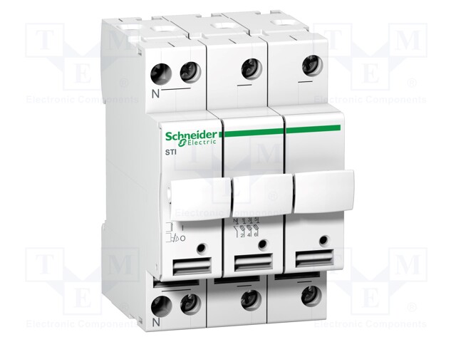 Poles: 4; 500VAC; for DIN rail mounting; 10x38mm