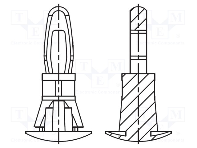 Assembly stud; polyamide 66; L: 6.4mm; latch/latch; UL94V-0