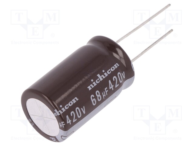Capacitor: electrolytic; THT; 68uF; 420VDC; Ø18x31.5mm; ±20%; 5000h