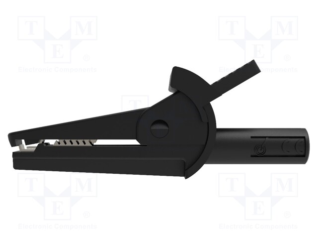 Crocodile clip; 10A; black; Grip capac: max.8mm; 600V; 15mΩ