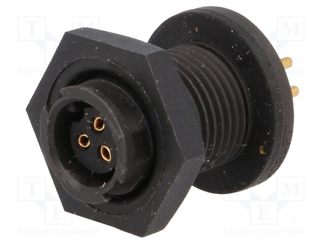 Connector: circular; Series: EN2; socket; female; THT; PIN: 3; 6.5A