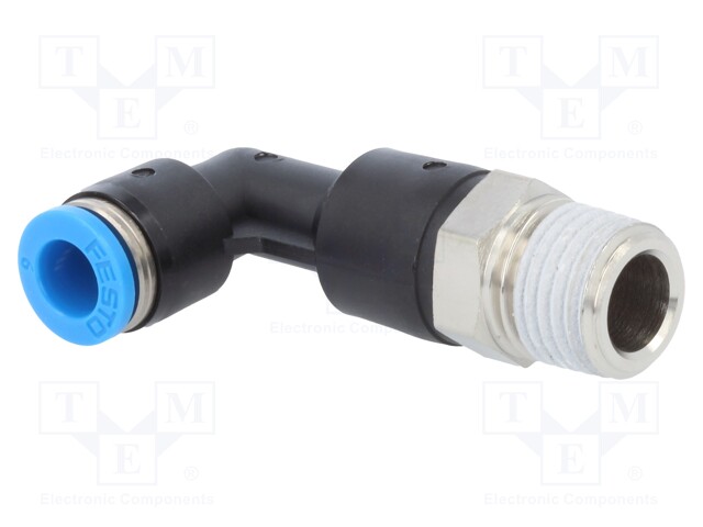 Push-in fitting; angled 90°; Input thread: R 1/4" external; 6mm