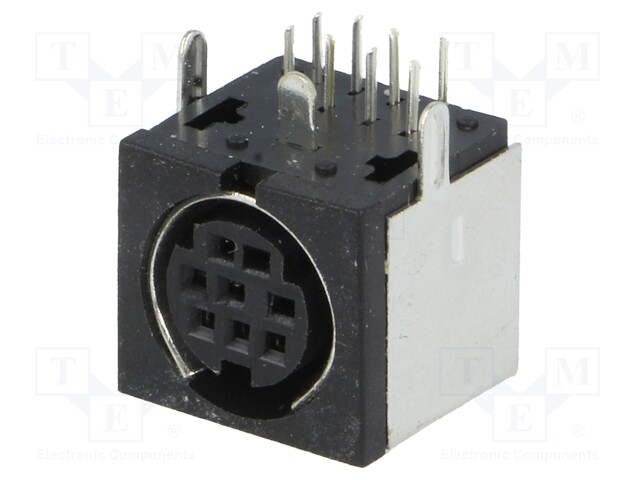 Socket; DIN mini; female; PIN: 8; shielded; THT; on PCBs; angled 90°