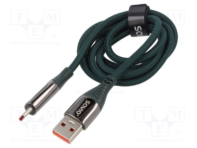 Cable; USB 2.0; USB A plug,USB C plug; 1m; black; 480Mbps; textile