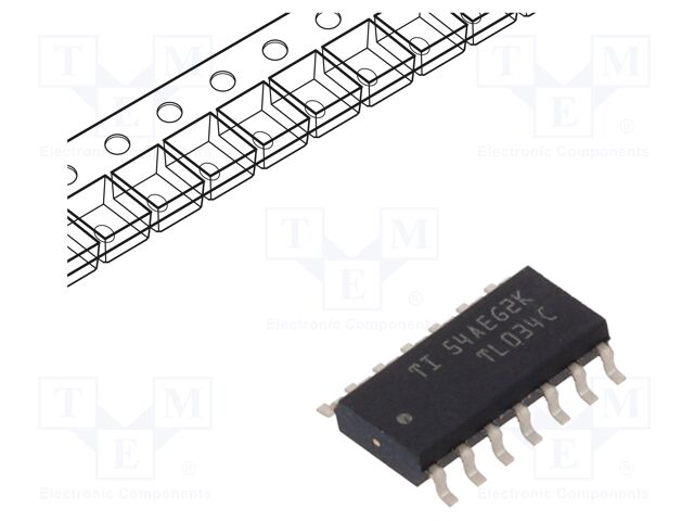 Operational Amplifier, 4 Amplifier, 1.1 MHz, 2.9 V/µs, ± 5V to ± 15V, SOIC, 14 Pins