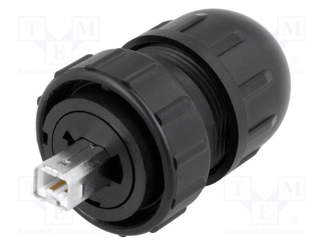 Plug; USB B; Data-Con-X; for cable; straight; USB 2.0; IP67,IP68