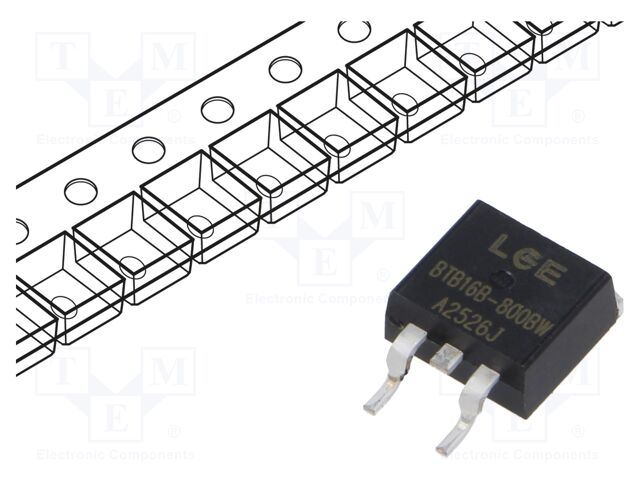 Triac; 800V; 16A; TO263; Igt: 50mA; Ufmax: 1.55V