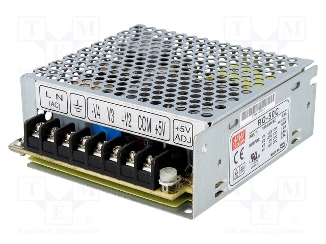 Power supply: switched-mode; modular; 50W; 5VDC; 99x97x36mm; 15VDC