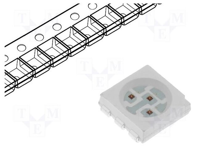 LED; red; SMD; PLCC6; 4200÷5800mcd; 2÷2.6VDC; 5x5x1.5mm; 120°; 60mA