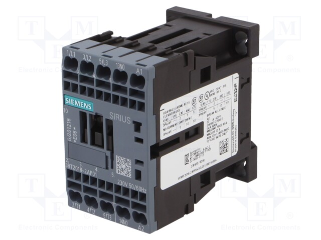 Contactor: 3-pole; NO x3; Auxiliary contacts: NO; 230VAC; 17A; 690V