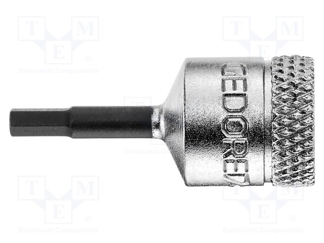 Socket; hex key,socket spanner; 2.5mm; 1/4"; Plating: chromium