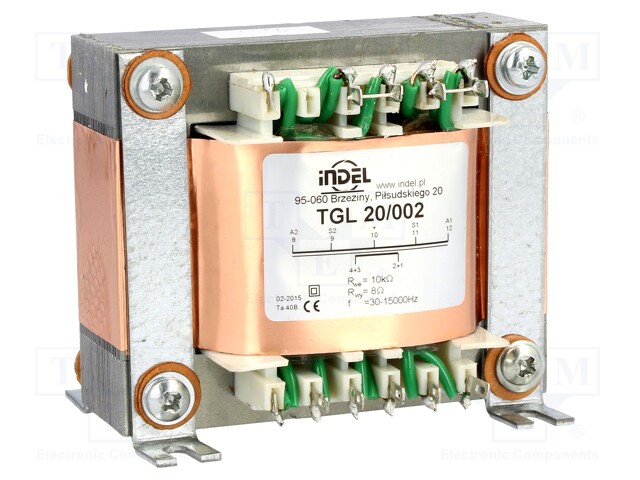 Transformer: speaker; 20VA; Sec.winding imped: 8Ω; 0.03÷15kHz