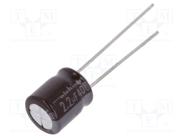 Capacitor: electrolytic; THT; 2.2uF; 400VDC; Ø8x9mm; Pitch: 3.5mm