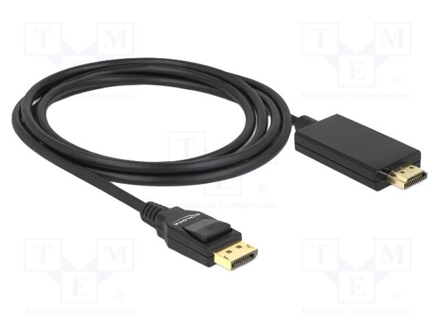 Cable; DisplayPort plug,HDMI plug; 4K,UHD 2160p; Len: 2m; black