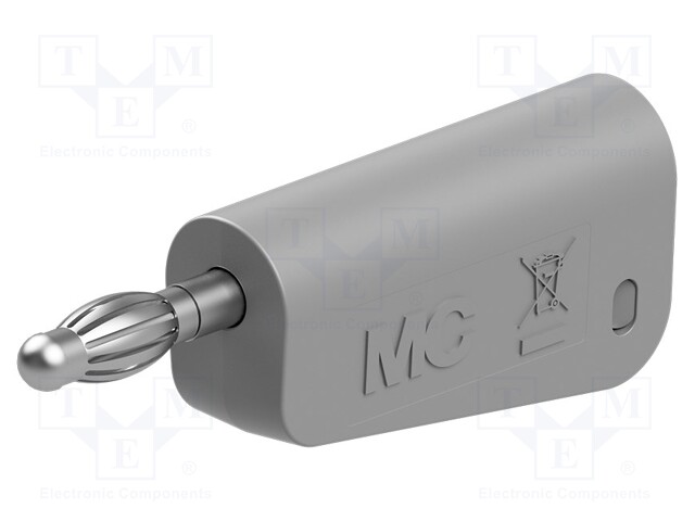 Plug; 4mm banana; 19A; 30VAC; 60VDC; grey; nickel plated; 2.5mm2