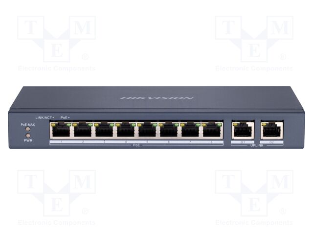 Switch PoE Ethernet; unmanaged; Number of ports: 10; 48VDC; DS-3E