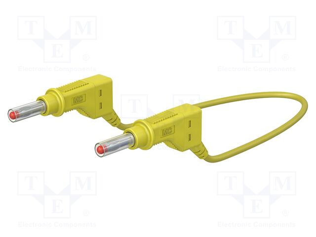 Test lead; 19A; banana plug 4mm,both sides; Len: 1m; yellow