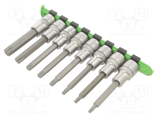Socket-set; Torx®; Chrom-vanadium steel; 1/2"; 8pcs.