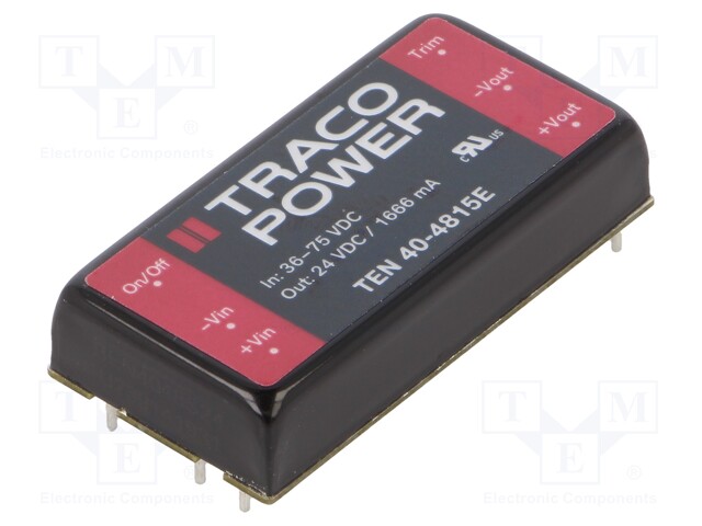 Converter: DC/DC; 40W; Uin: 38÷75V; 24VDC; Iout: 1666mA; 2"x1"; 34g