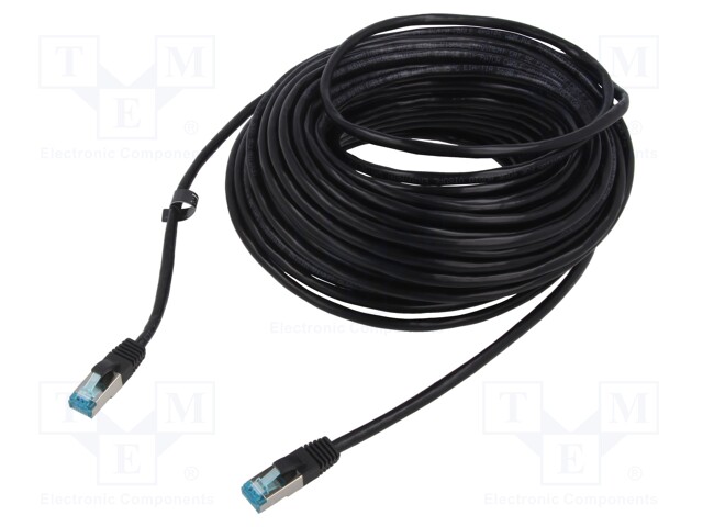 Patch cord; F/UTP; 5e; stranded; Cu; PVC; black; 30m; 26AWG; shielded