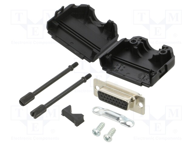 D-Sub HD; PIN: 15; plug; female; for cable; straight; soldering