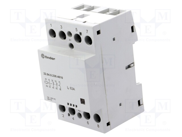 Relay: installation; monostable; NC x2 + NO x2; Ucoil: 230VAC
