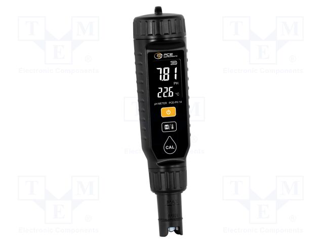 Meter: pH; LCD 1,6"; 0÷14pH; 0÷60°C; Accur: ±1°C; IP67