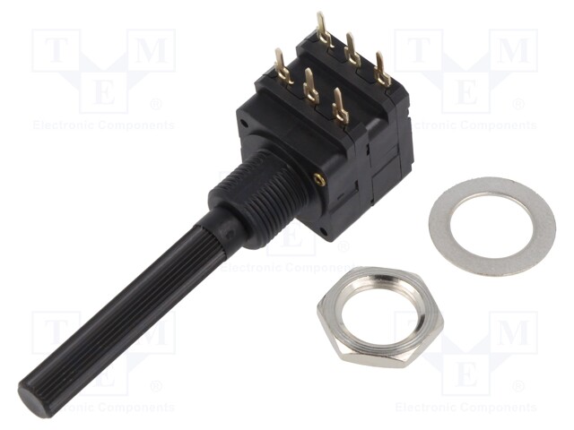 Potentiometer: shaft; 500kΩ; 200mW; THT; 6mm; plastic; stereo