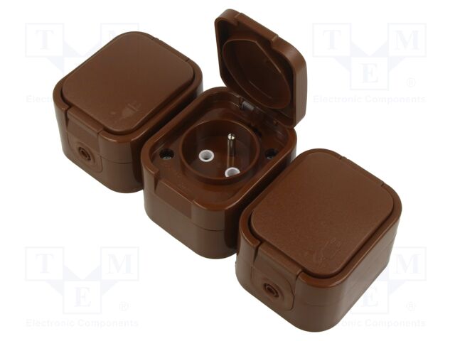 Connector: AC supply; socket; 2P+PE; 250VAC; 16A; black; wall mount