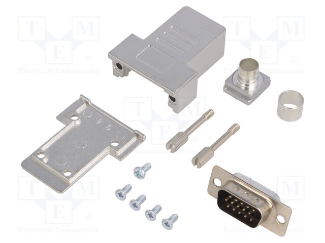 D-Sub HD; PIN: 15; plug; male; soldering; for cable; black