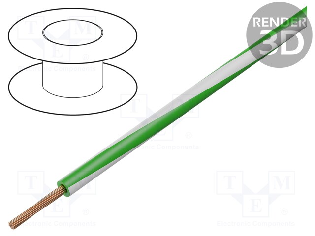 Wire; LgY; stranded; Cu; 1.5mm2; green-white; PVC; 300/500V; 100m