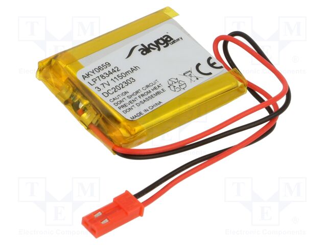 Re-battery: Li-Po; 3.7V; 1150mAh; cables,JST SYP-02T-1 socket