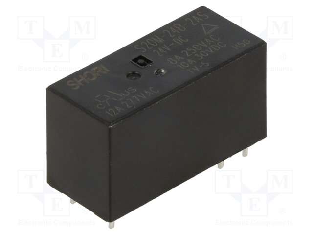Relay: electromagnetic; DPDT; Ucoil: 12VDC; Icontacts max: 5A; PCB