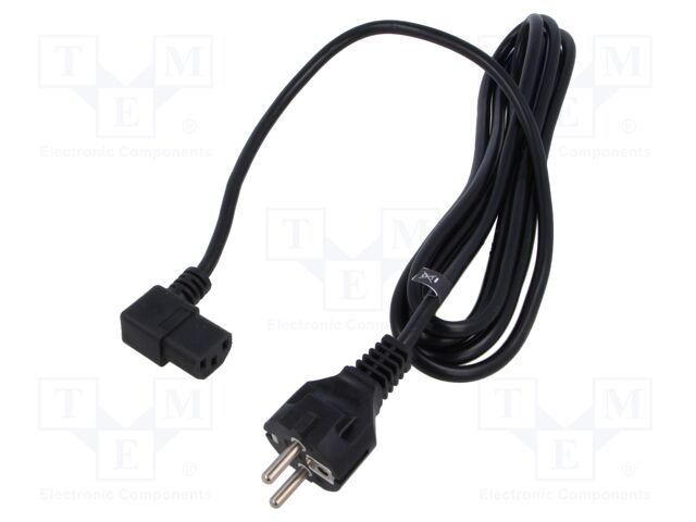 Cable; 3x1mm2; CEE 7/7 (E/F) plug,IEC C13 female 90°; PVC; 3m