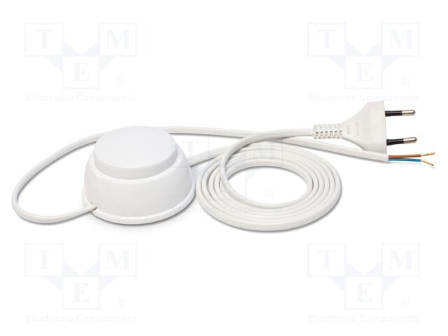 Cable; 2x0.75mm2; CEE 7/16 (C) plug,wires; PVC; 3m; white; 2.5A
