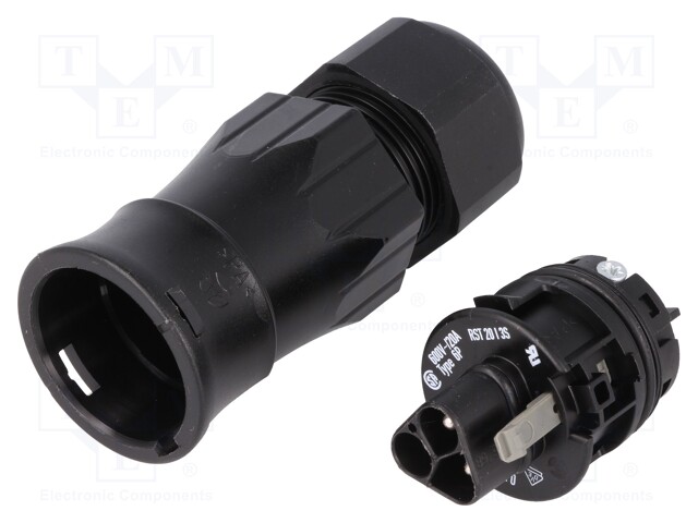 Plug; Connector: circular; male; PIN: 3; silver plated; 20A; 250V