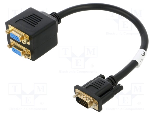 Adapter; VGA female x2,VGA male; 0.2m; black; Enclos.mat: ABS
