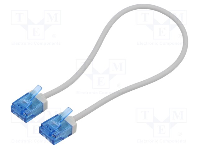 Patch cord; U/UTP; 6a; stranded; Cu; LSZH; grey; 0.25m; 32AWG