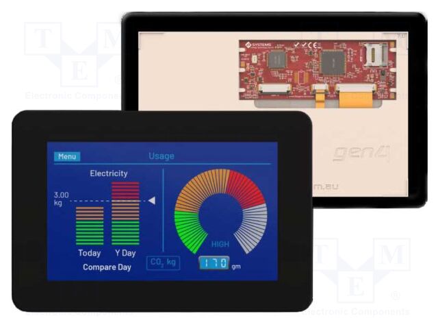 Display: TFT; 7"; 800x480; 32kBRAM,192kBFLASH; 758cd/m2