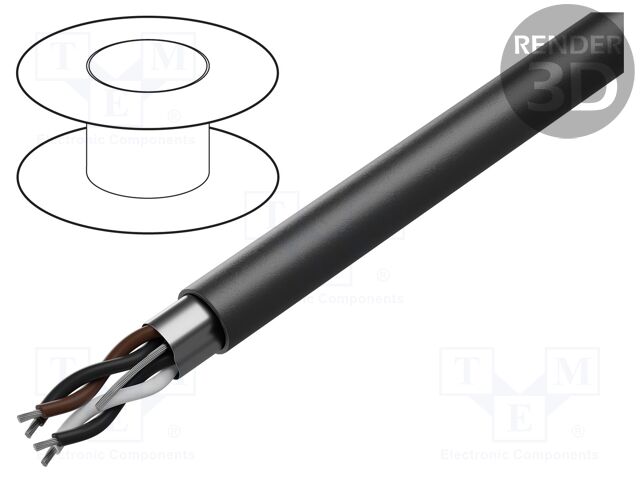 Wire; Xtra Guard® 2; 2x1x22AWG; shielded,Al-PET foil; black; 300V