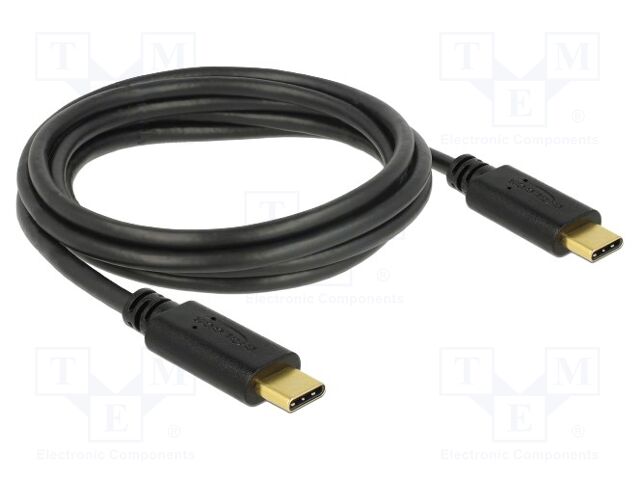 Cable; USB 2.0; USB C plug,both sides; 2m; black; 22AWG,30AWG