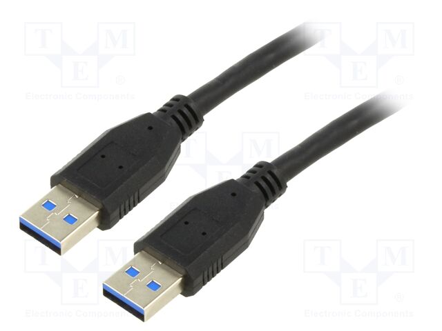 Cable; USB 3.0; USB A plug,both sides; 1m; black; 5Gbps