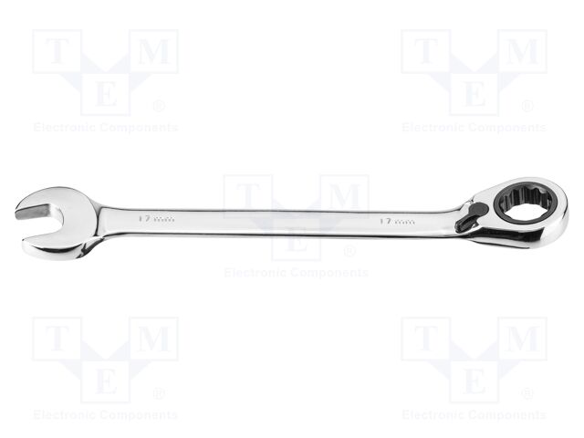 Wrench; combination spanner,with ratchet; 17mm; with switch