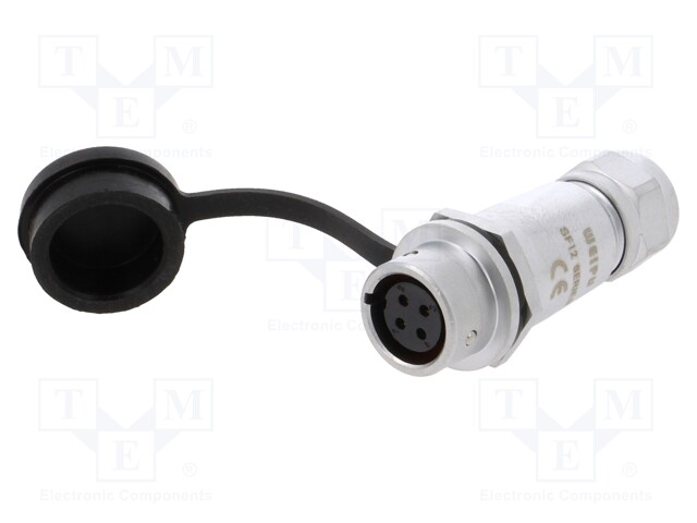 Plug; female; SF12; PIN: 4; IP67; 4÷6.5mm; 5A; soldering; for cable