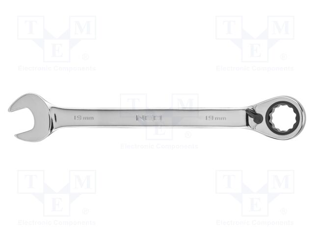 Wrench; combination spanner,with ratchet; 19mm; with switch
