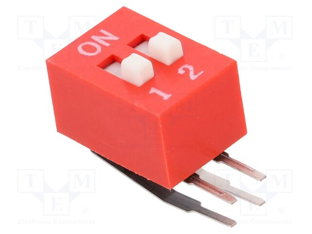 Switch: DIP-SWITCH; Poles number: 2; OFF-ON; 0.025A/24VDC; Pos: 2/2