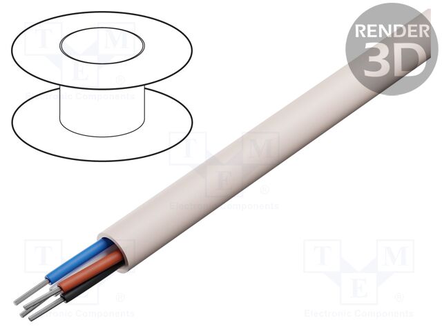 Wire; 2x2x22AWG; unshielded; 300V; 305m; Cu; stranded; grey; CPR: Eca