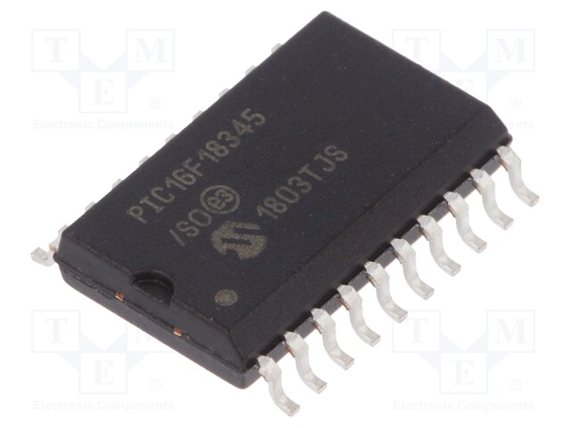 PIC microcontroller; Memory: 14kB; SRAM: 1024B; EEPROM: 256B; SMD