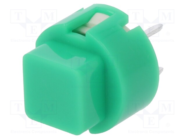 Switch: keypad; Pos: 2; SPST-NO; 0.01A/32VDC; green; Mounting: THT